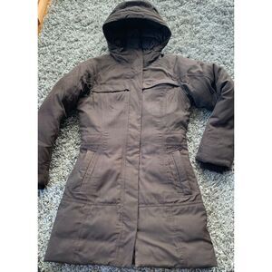 The North Face Arctic Hyvent Down brown Hooded Parka LONG JACKET COAT sz S